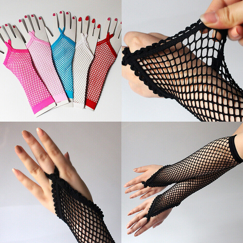 Us Women Long Fishnet Gloves Fingerless Loop Gothic Steampunk Haft Arm Length
