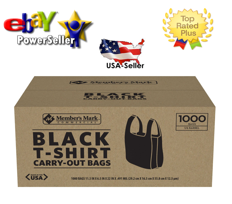 Member's Mark Black T-shirt Carryout Bags (1,000 Ct.)* **best Plastic Quality**
