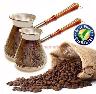 Cezve Turkish Coffee Pot Wooden Handle Ibrik Solid Hammered Copper Coffee Maker