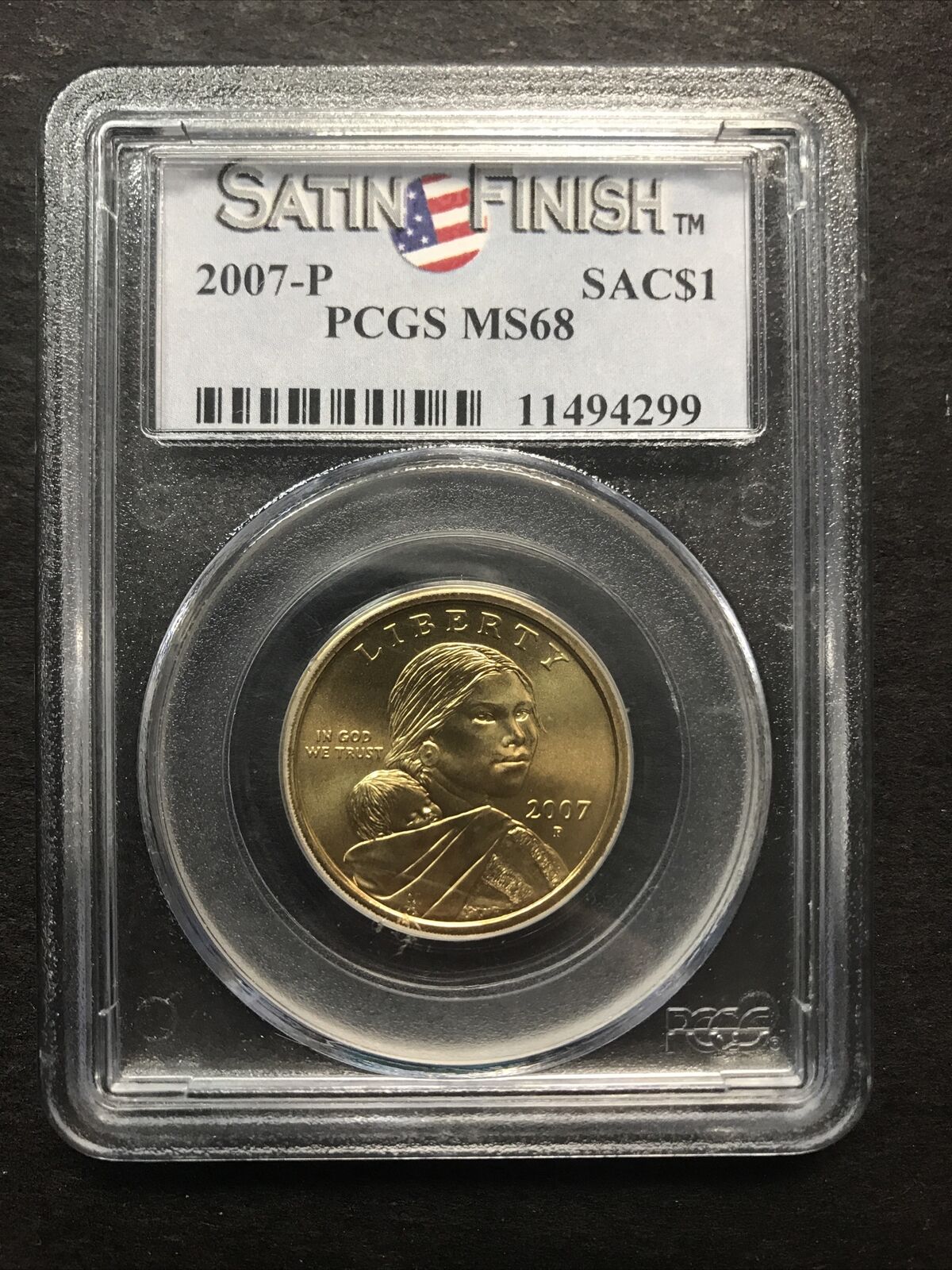 2007-p Pcgs Ms68 Sacagawea Eagle Dollar Coin Satin Finish! No Reserve! Brilliant