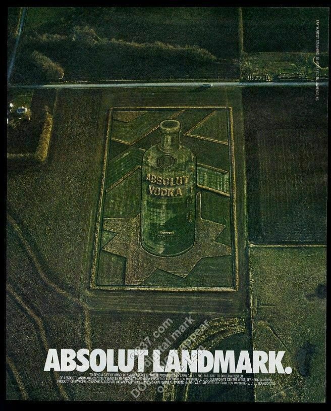1993 Absolut Landmark Landscape Vodka Bottle Photo Vintage Print Ad