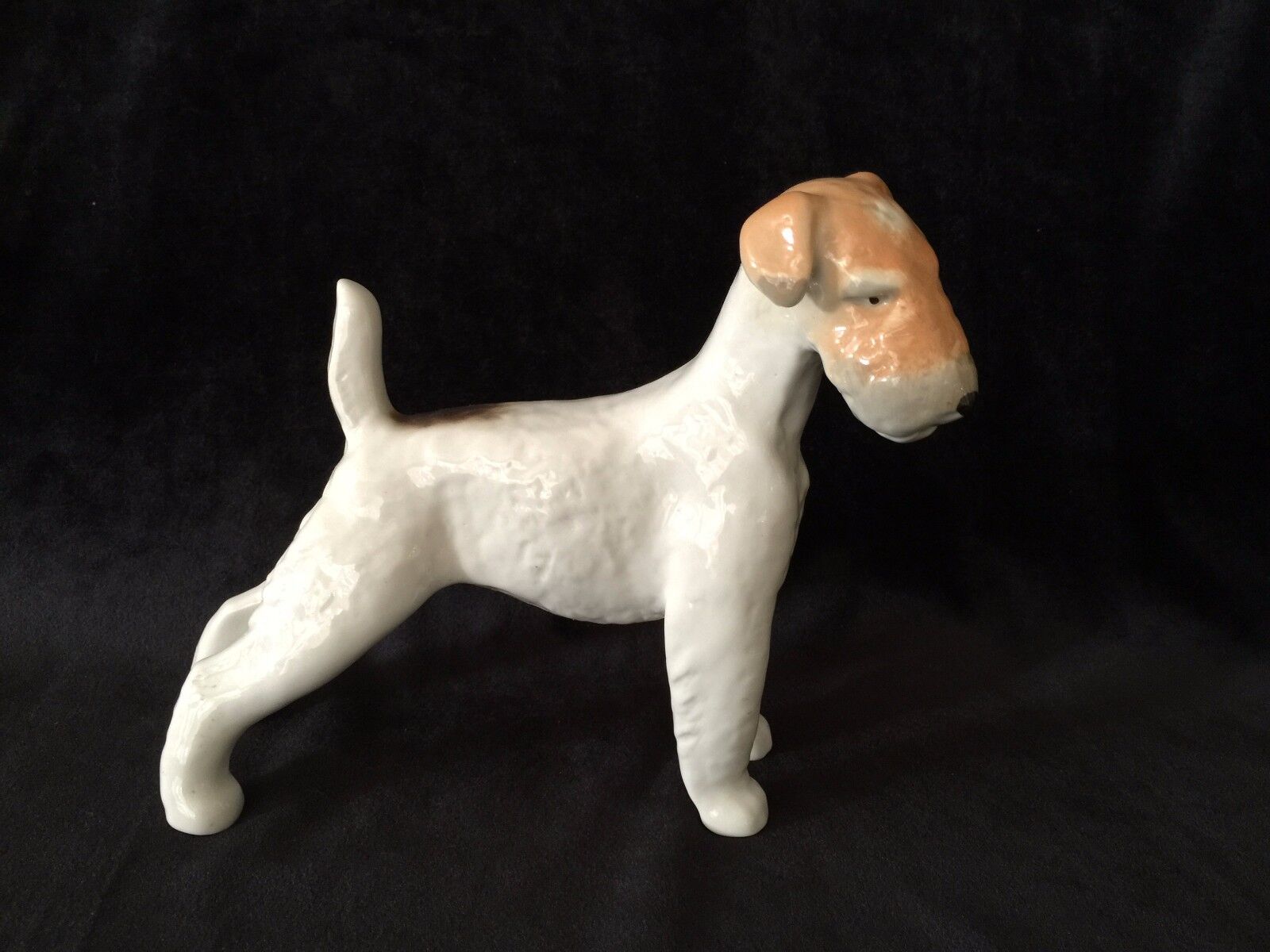 Vintage Ussr Russian Fox Terrier Dog Porcelain Figurine, 6 1/2" Tall X 8" Long
