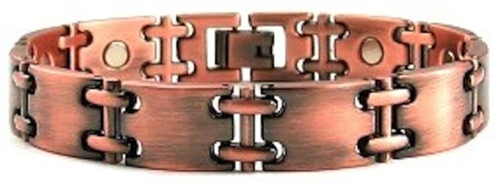 Mens Copper Link Magnetic Bracelet For Men Turin 9.5 Inch Extra Long/large Size