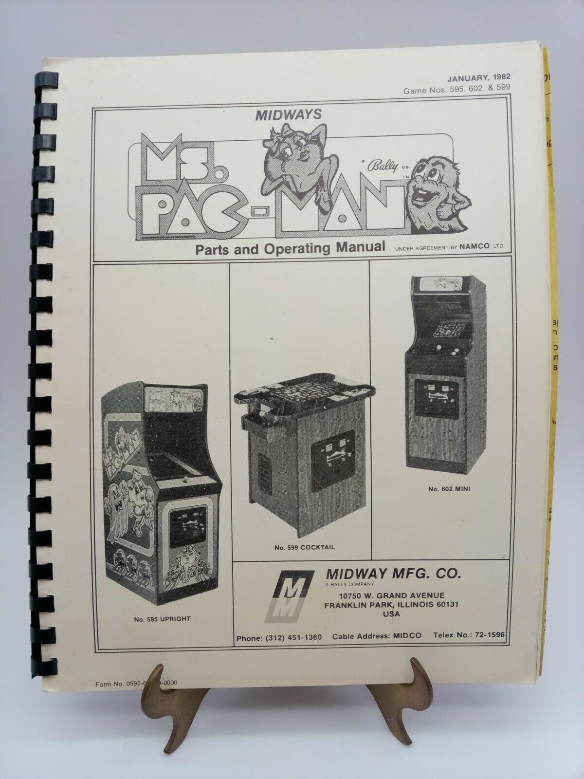 Vintage Ms Pac Man Parts & Operating Manual Midway Mfg Co Games 595, 602, 599