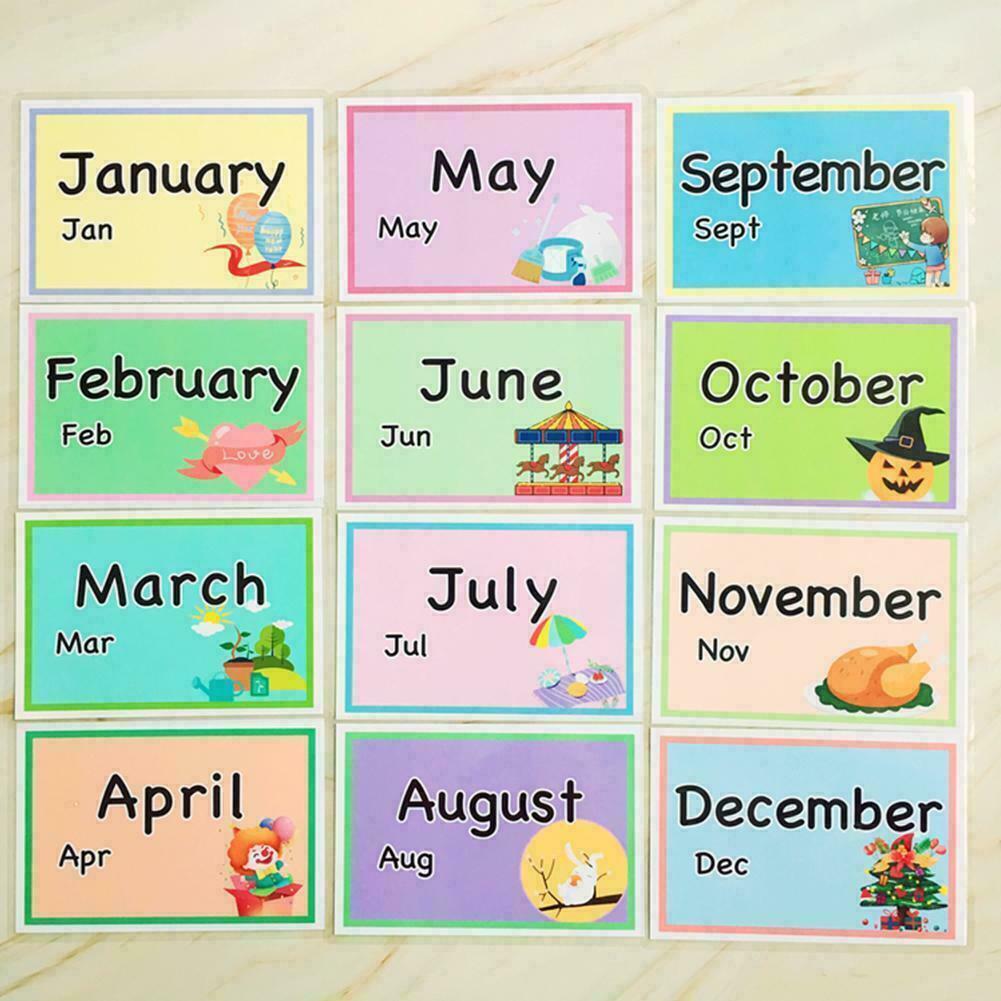 12 Months Of The Year Flash Cards Kids Toddlers Preschool Resource Learning L3z5