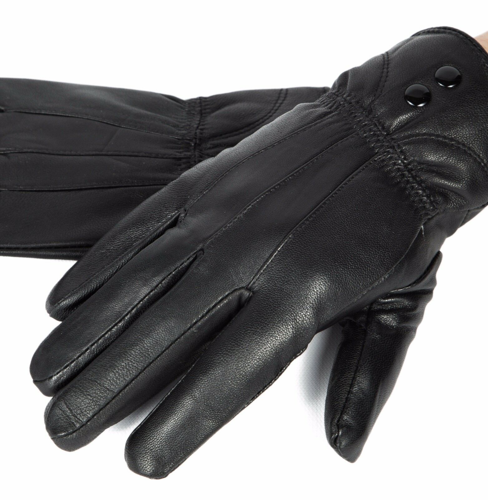 New Women's Black Winter Warm Genuine Leather Gloves Thermal Insulation Lambskin