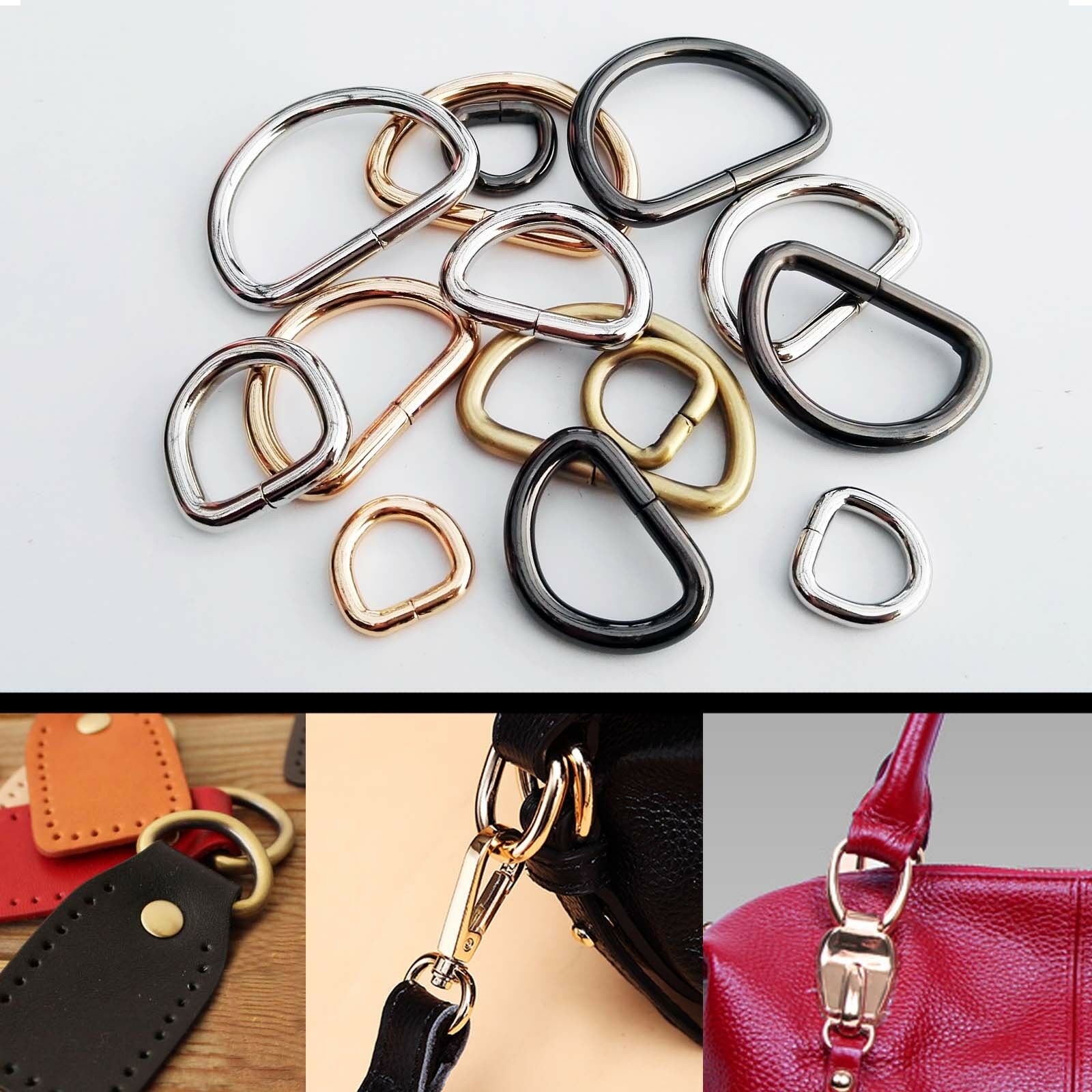 Metal Heavy Duty Handbag Leather Bag Purse Strap Belt Web O D Ring Buckle Clasp