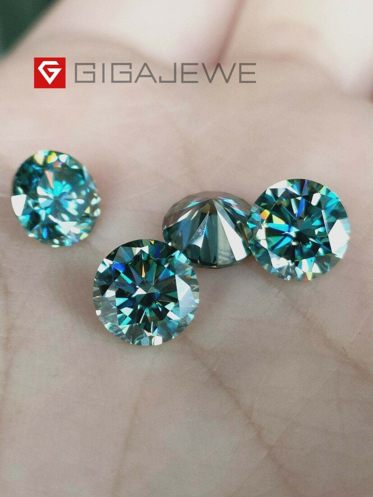 Cyan Blue Color Round Cut Moissanite Stone Loose Gemstone For Jewelry Making