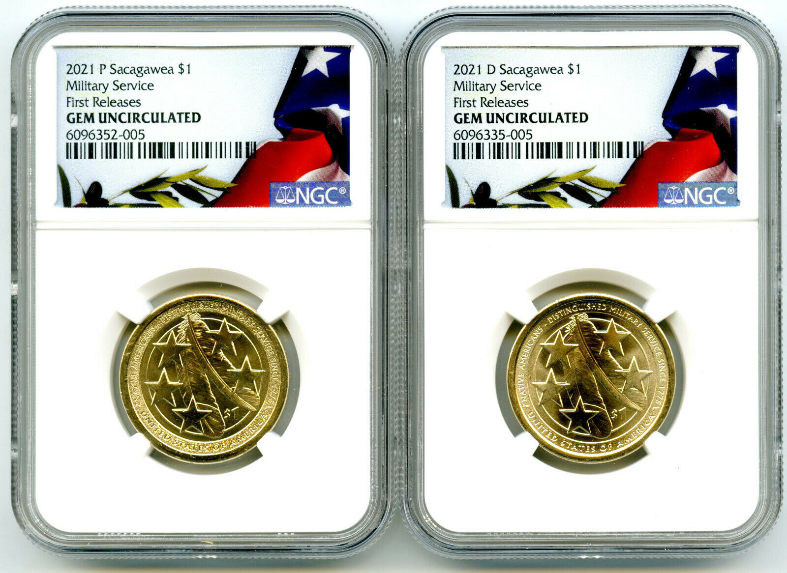 2021 P D $1 Sacagawea Ngc Gem Unc Military Service Dollar First Releases Set