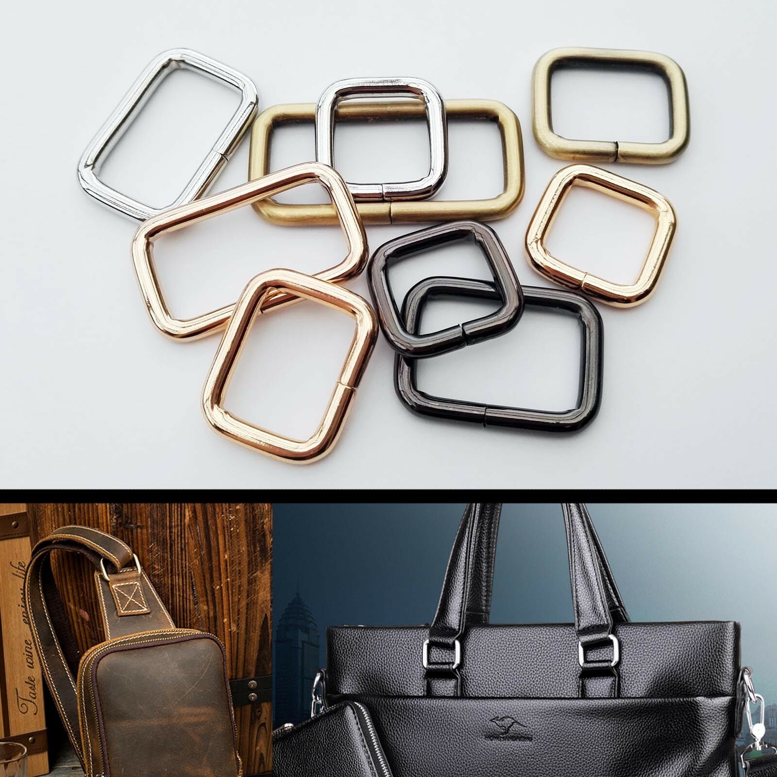 Metal Strong Handbag Leather Bag Purse Strap Belt Web Rectangle O D Ring Buckle