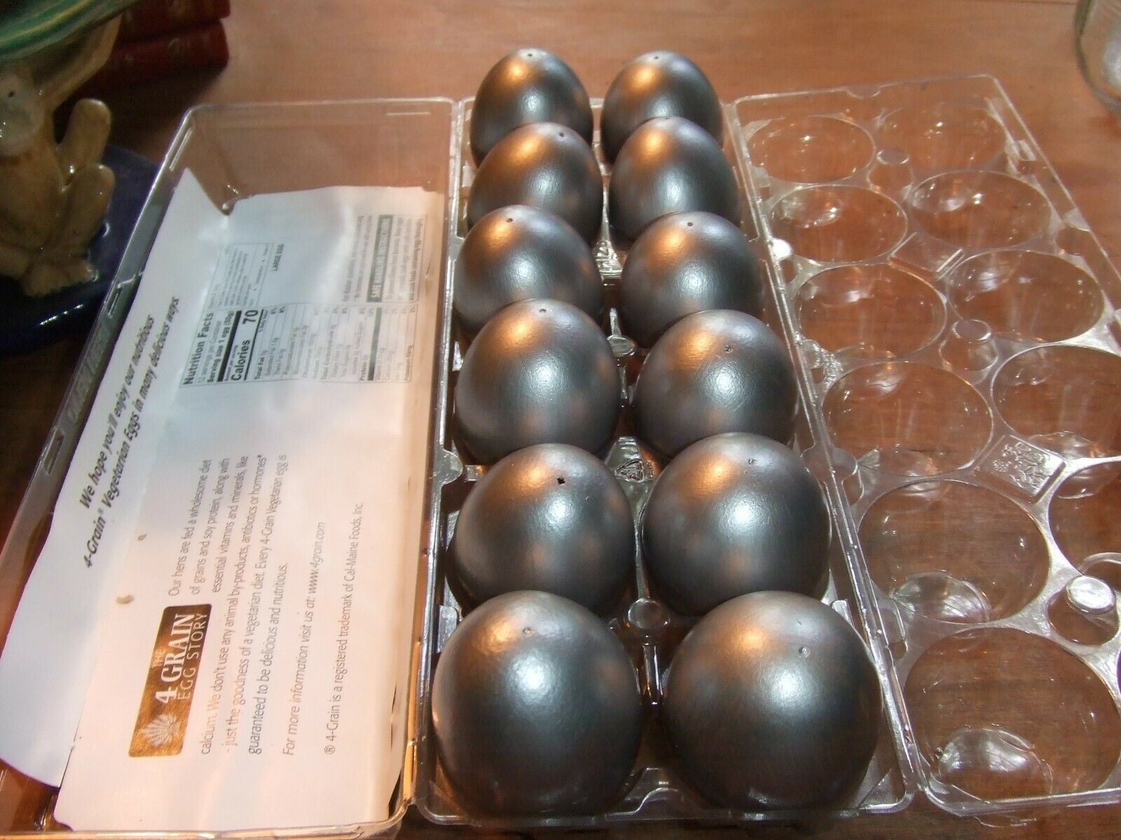 One Dozen Blown Out Eggshells Painted Sterling Silver For Crafts Or Display