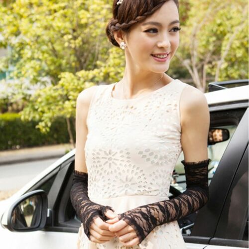 Women's Lace Sexy Fingerless Wedding Party Travel Long Lace Arm Elbow Gloves