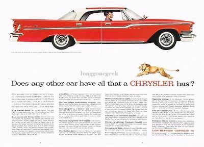 1958 Chrysler Windsor Radiant Red 4-door Hardtop Centerfold Vintage Print Ad