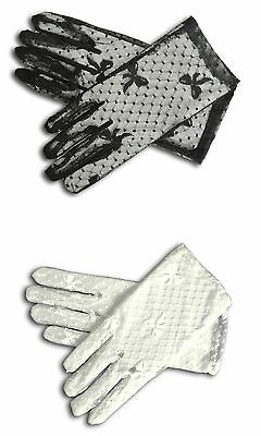 8" Lace Wrist Length Strech Gloves For Wedding Bridal Prom Costume